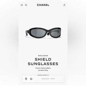 EXCLUSIVE SOLD OUT CHANEL Black and Gray Shield Sunglasses Cruise 2025/26